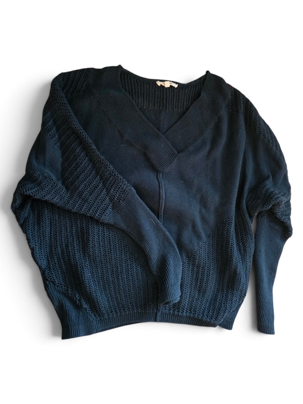 Navy V-Neck Knit Sweater - Women